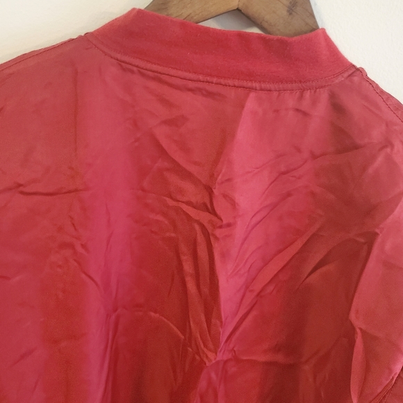 Robert Stock 100% silk lightweight burgundy bomber jacket Size Medium - Picture 8 of 8